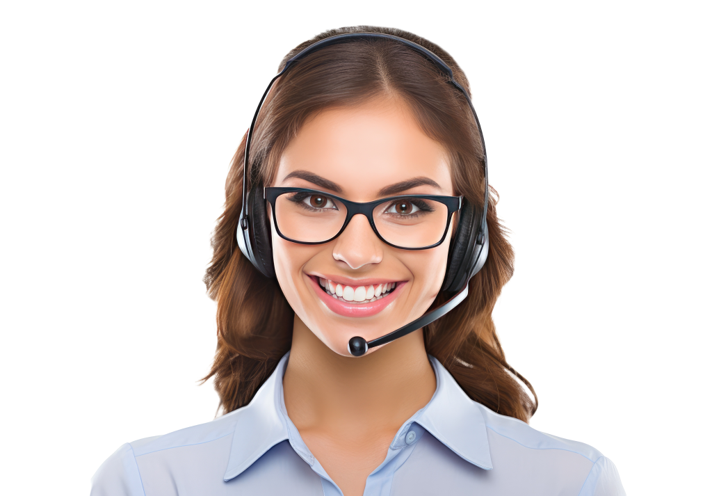 Smiling travel agent with headset